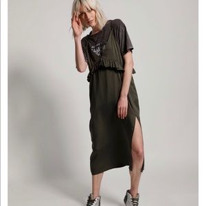 One teaspoon olive ruffle midi dress